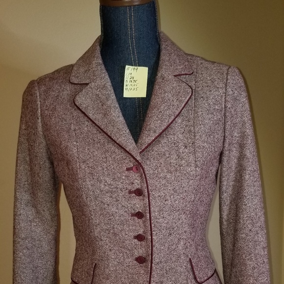 ✅#199 N W/O T Sm Halogen burgundy/off-white tweed - Picture 4 of 12